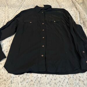 Frye Black Button-Up Rayon Shirt